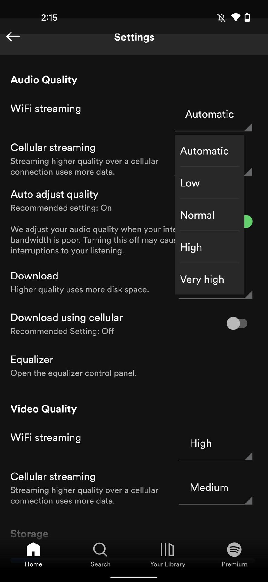 Как изменить качество звука на Spotify 3