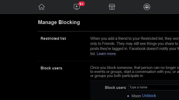 How to unblock someone on Facebook website 4