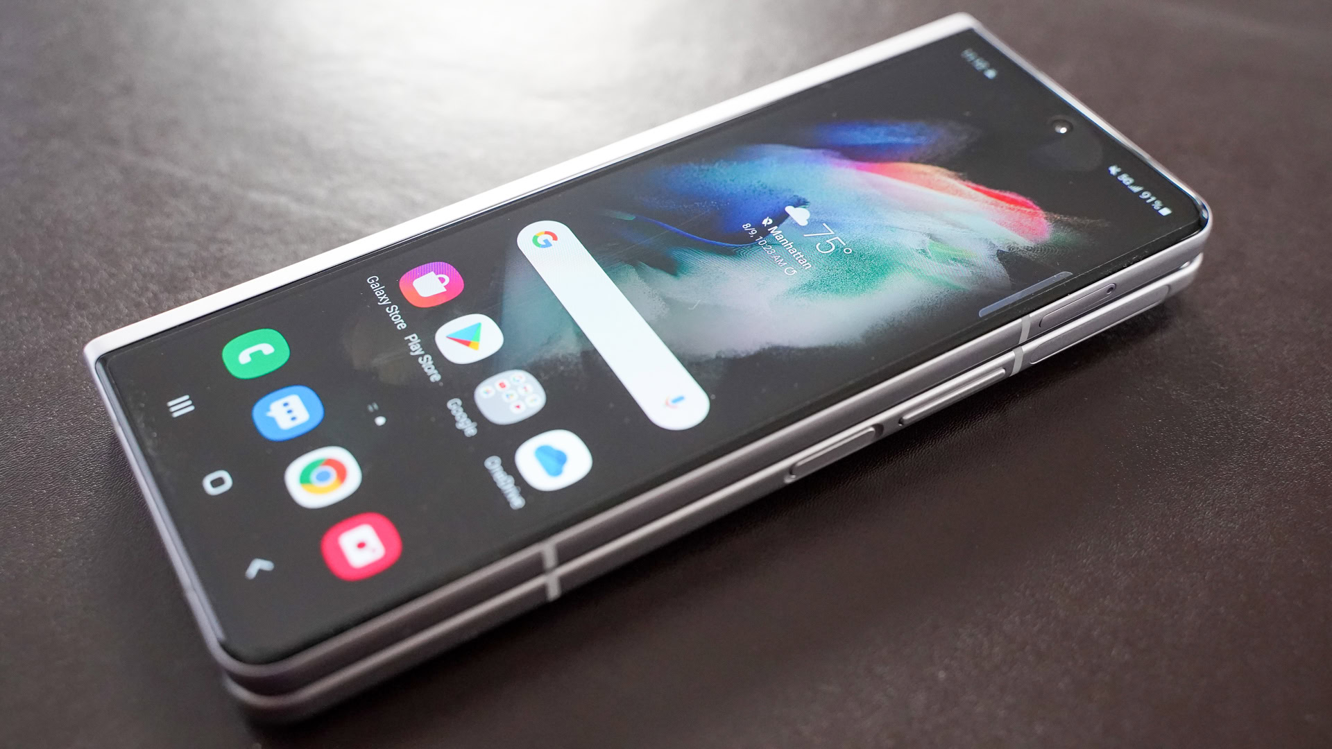 Samsung Galaxy Fold 3 laying down screen on