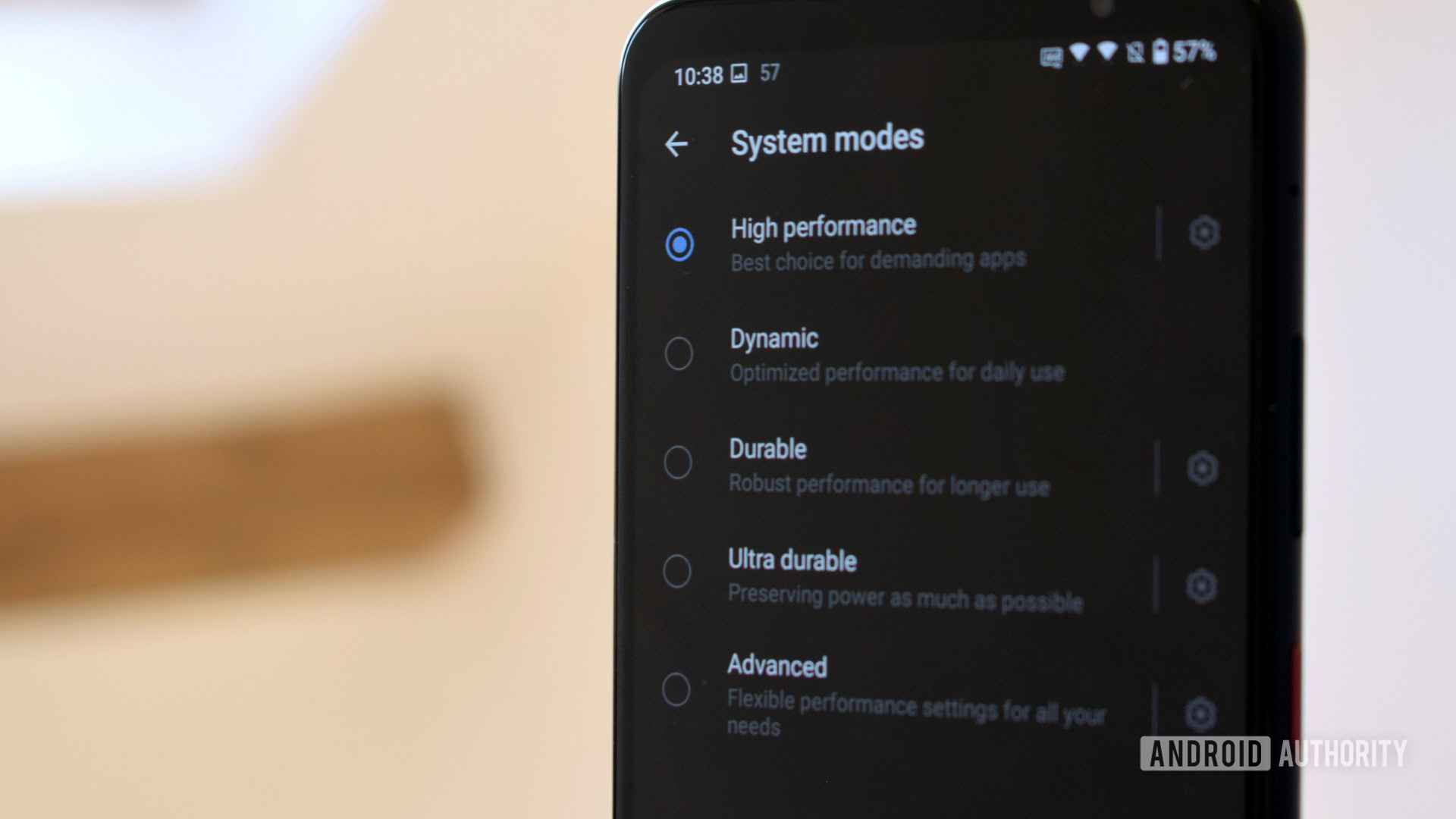 Smartphone for Snapdragon Insiders Performance Mode Settings Menu