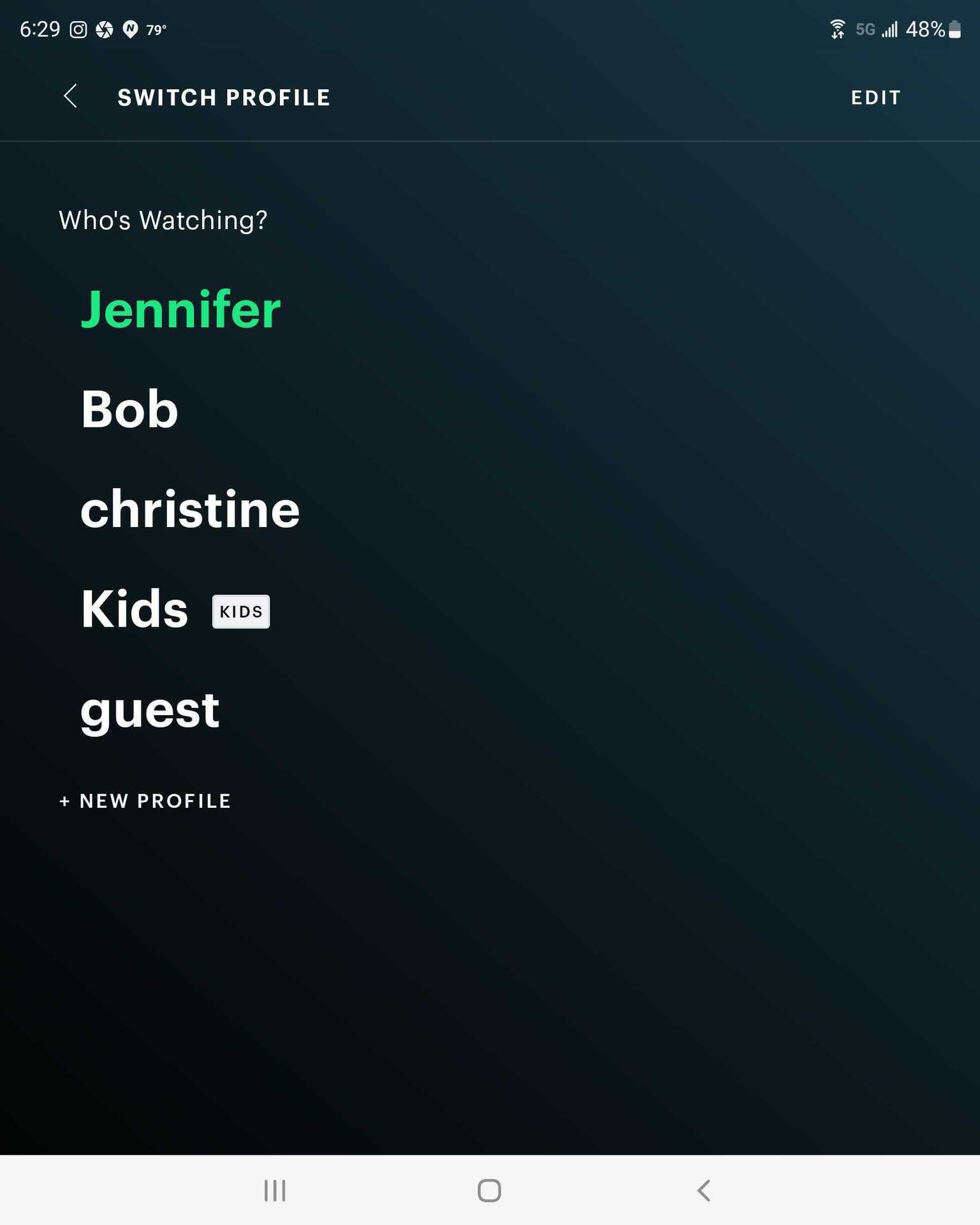 Switch Hulu profiles on Android