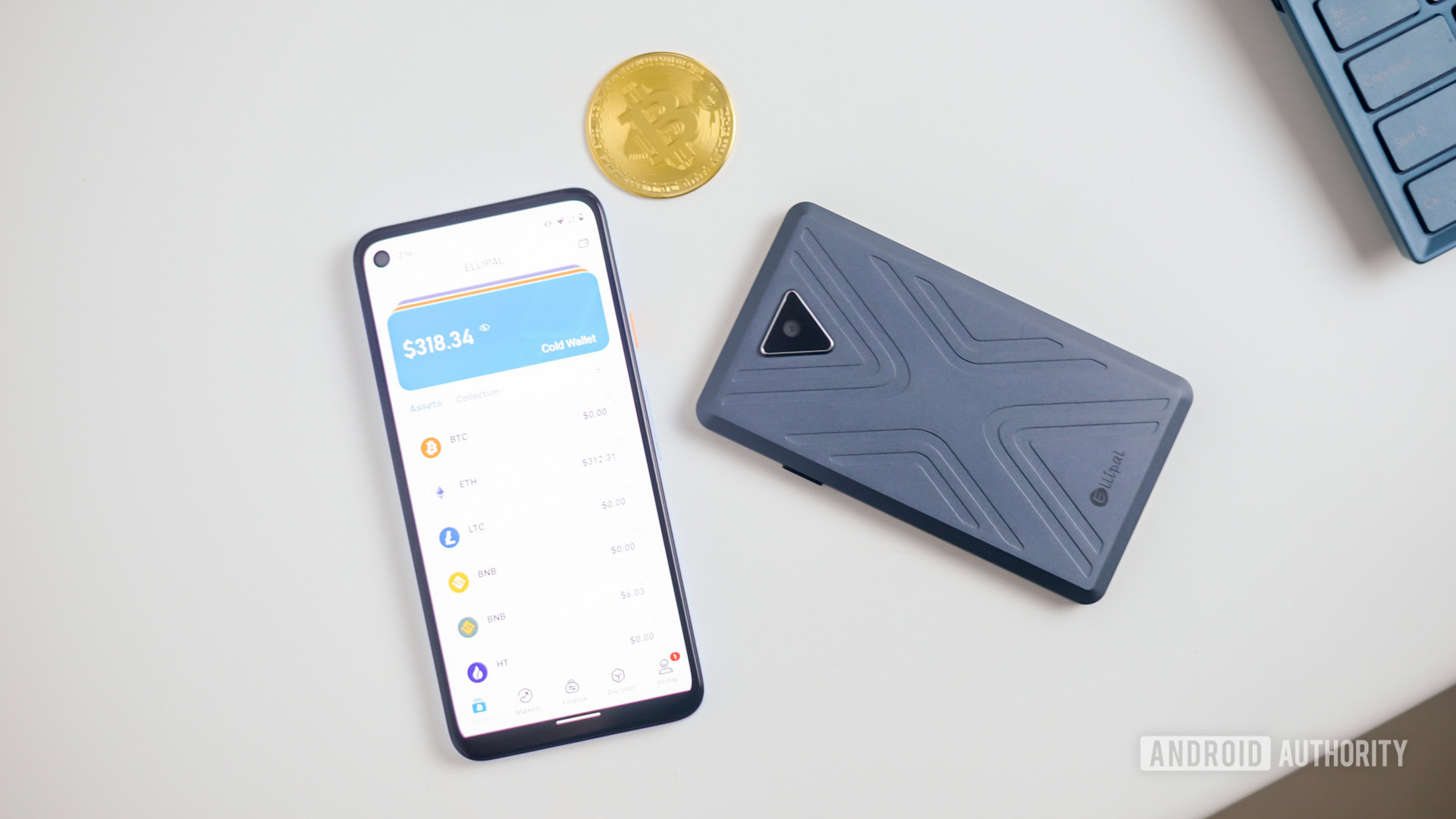 Wllipal Wallet next to Ellipal Titan hardware wallet stock image