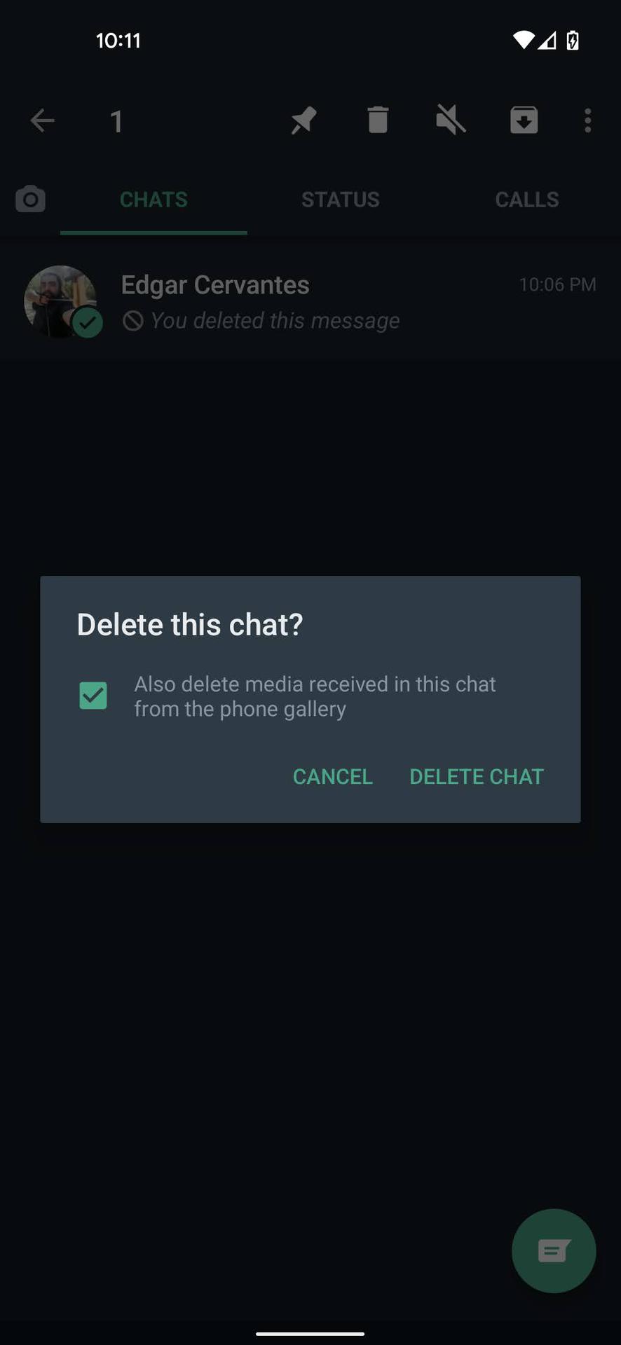 Delete WhatsApp chat 3