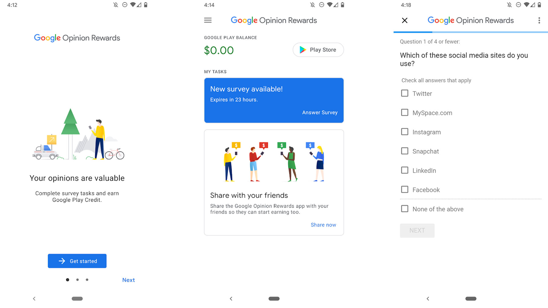 Captura de pantalla de Google Opinion Reward 2021