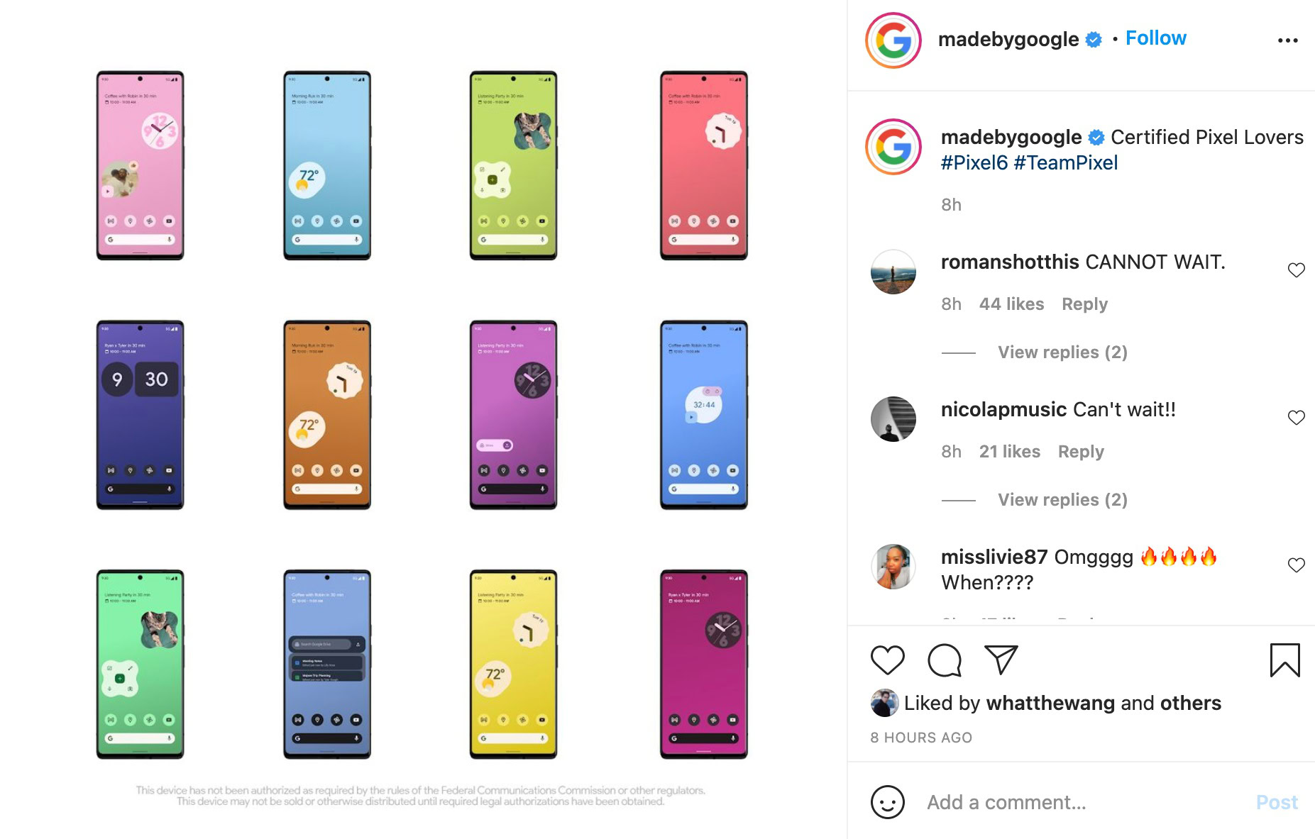 Google Pixel 6 ad instagram