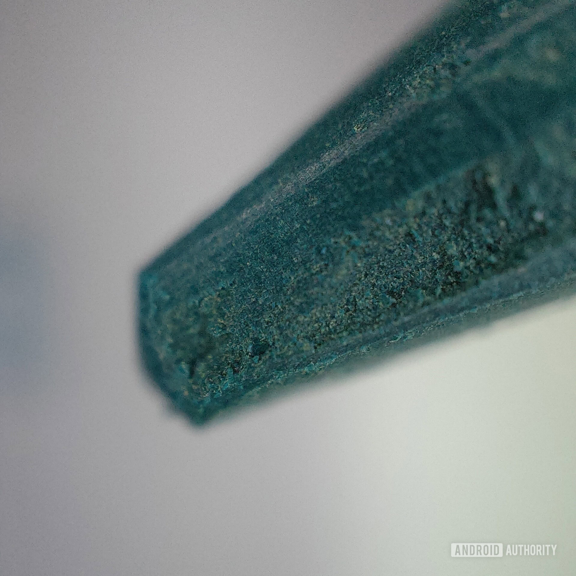 A close-up microscope shot showing a close-up of a pencil.