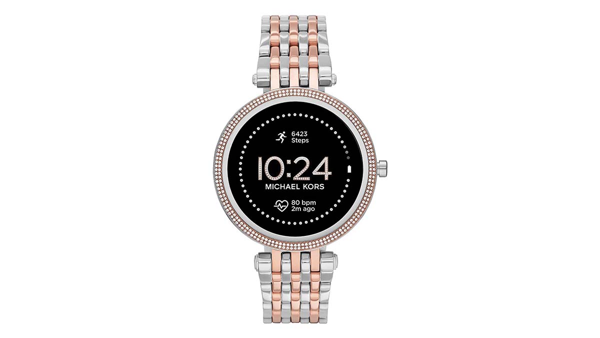 Product shot of a Michael Kors Gen 5E Darci smartwatch for women.