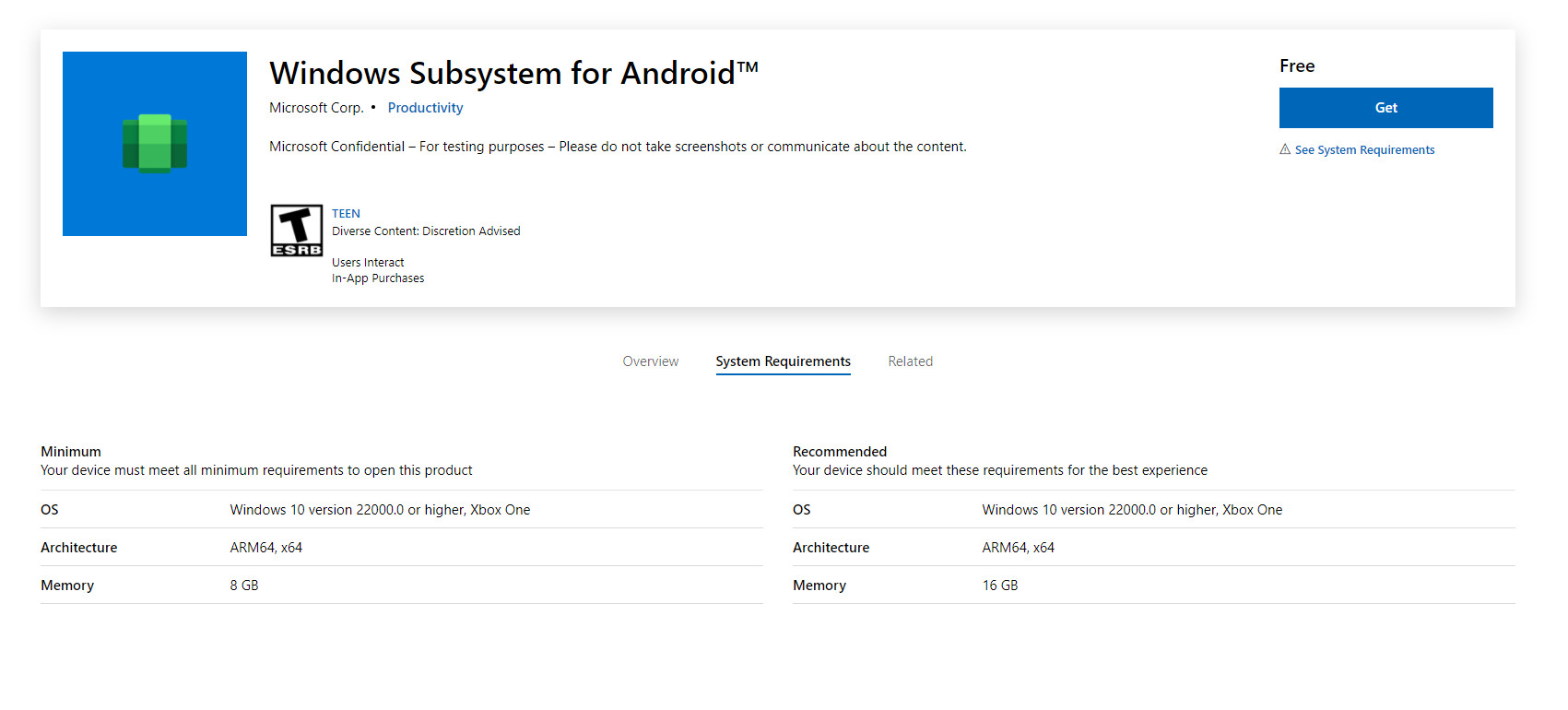 Microsoft Store Windows Subsystem for Android