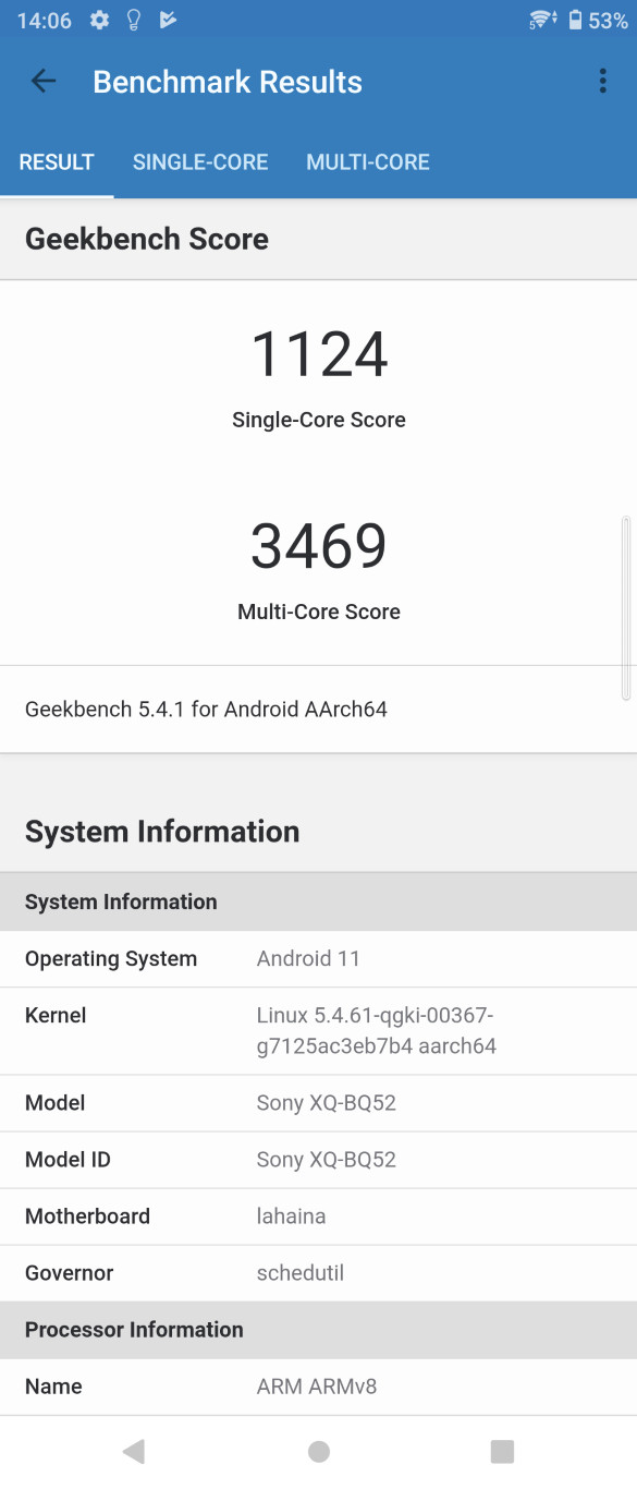 Sony Xperia 5 III GeekBench 5 result