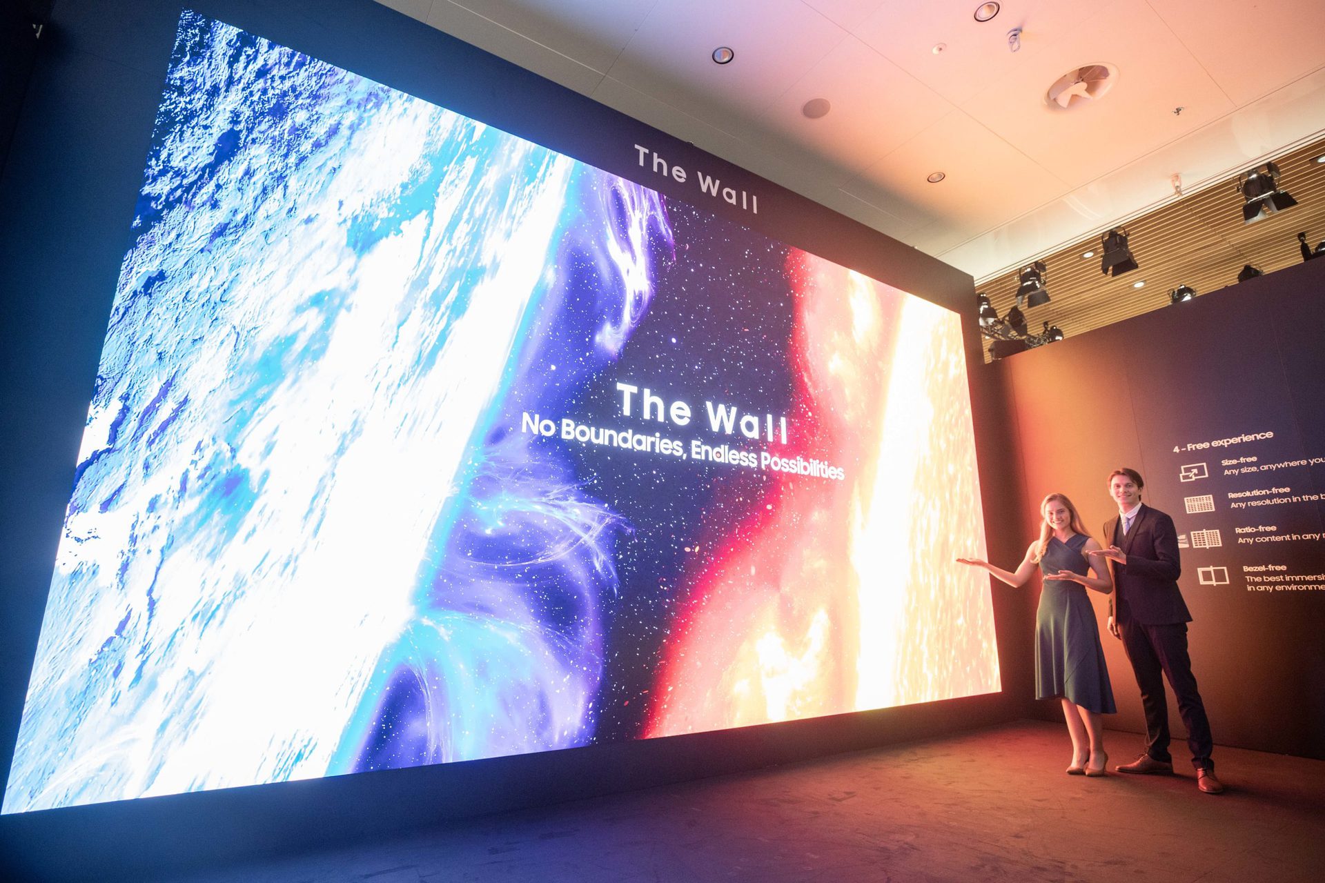 Samsung's The Wall microLED display at a trade show