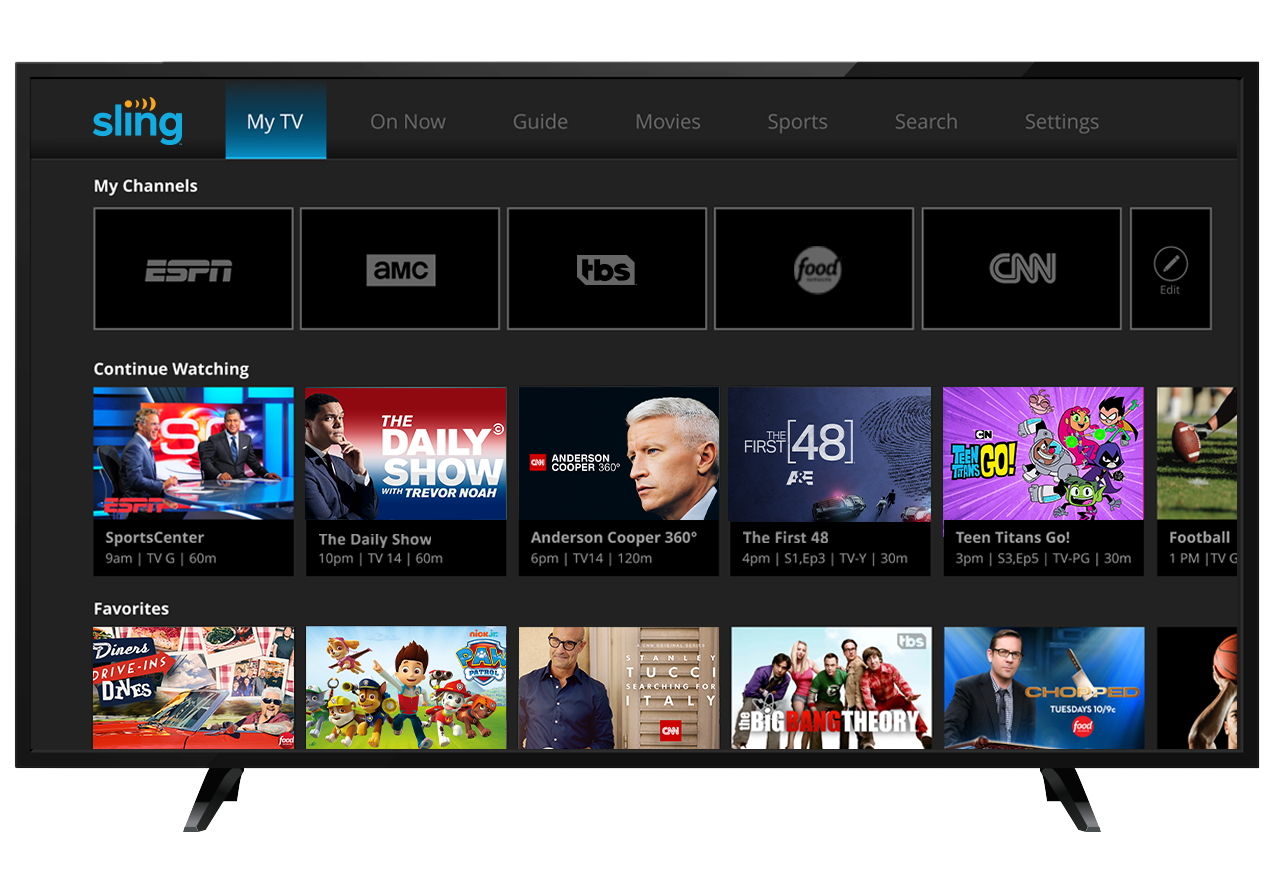 sling tv big screen tv