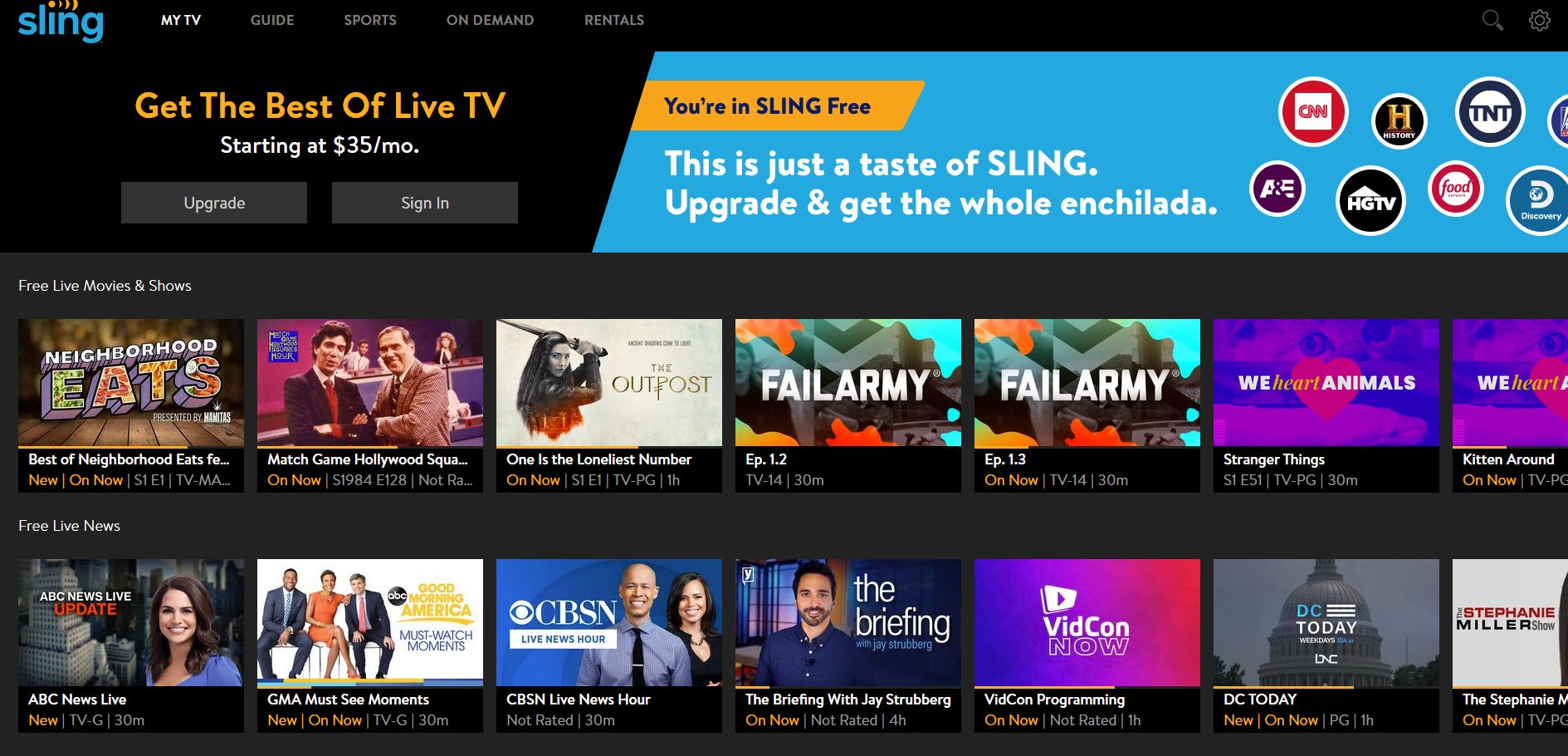 sling tv free