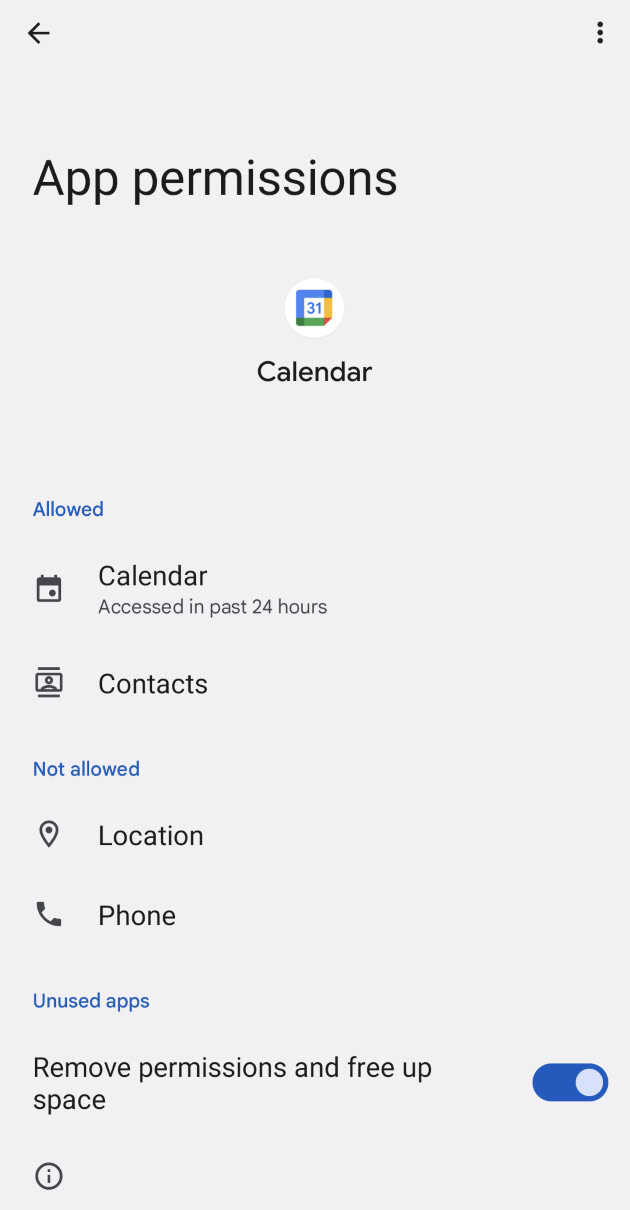 Android 12 App Allowed Permissions Screenshot