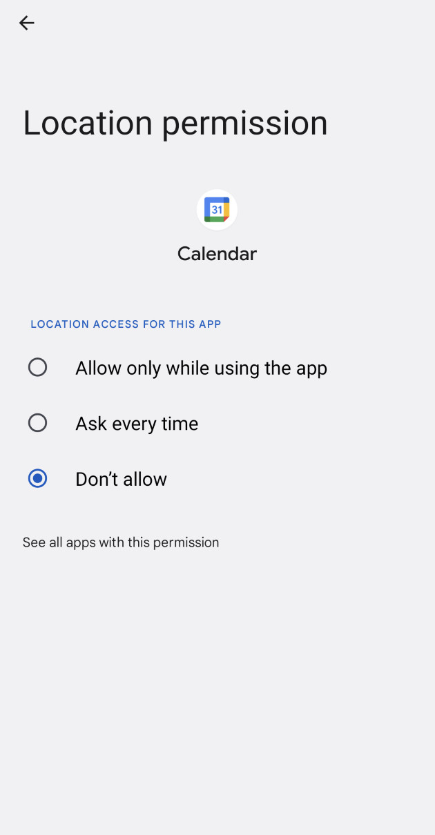 Android 12 Invididual App Permissions Screenshot