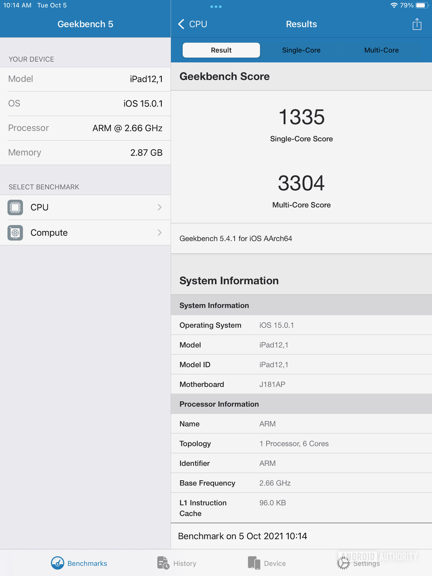 Apple iPad 2021 GeekBench