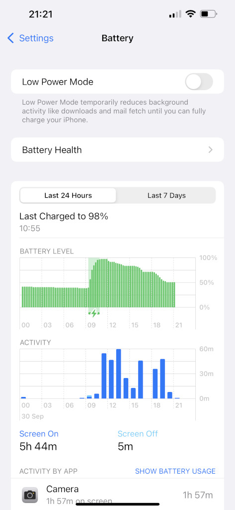 Apple iPhone 13 Pro Max Battery Life Screenshot 2