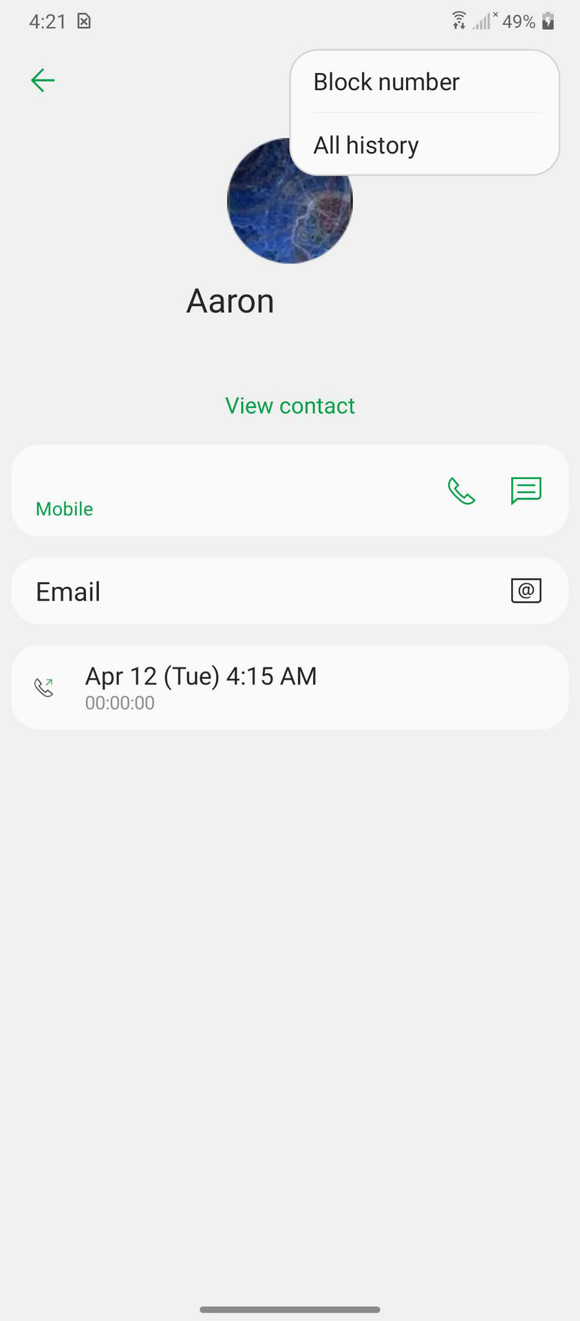 Block LG contacts from Recent 2