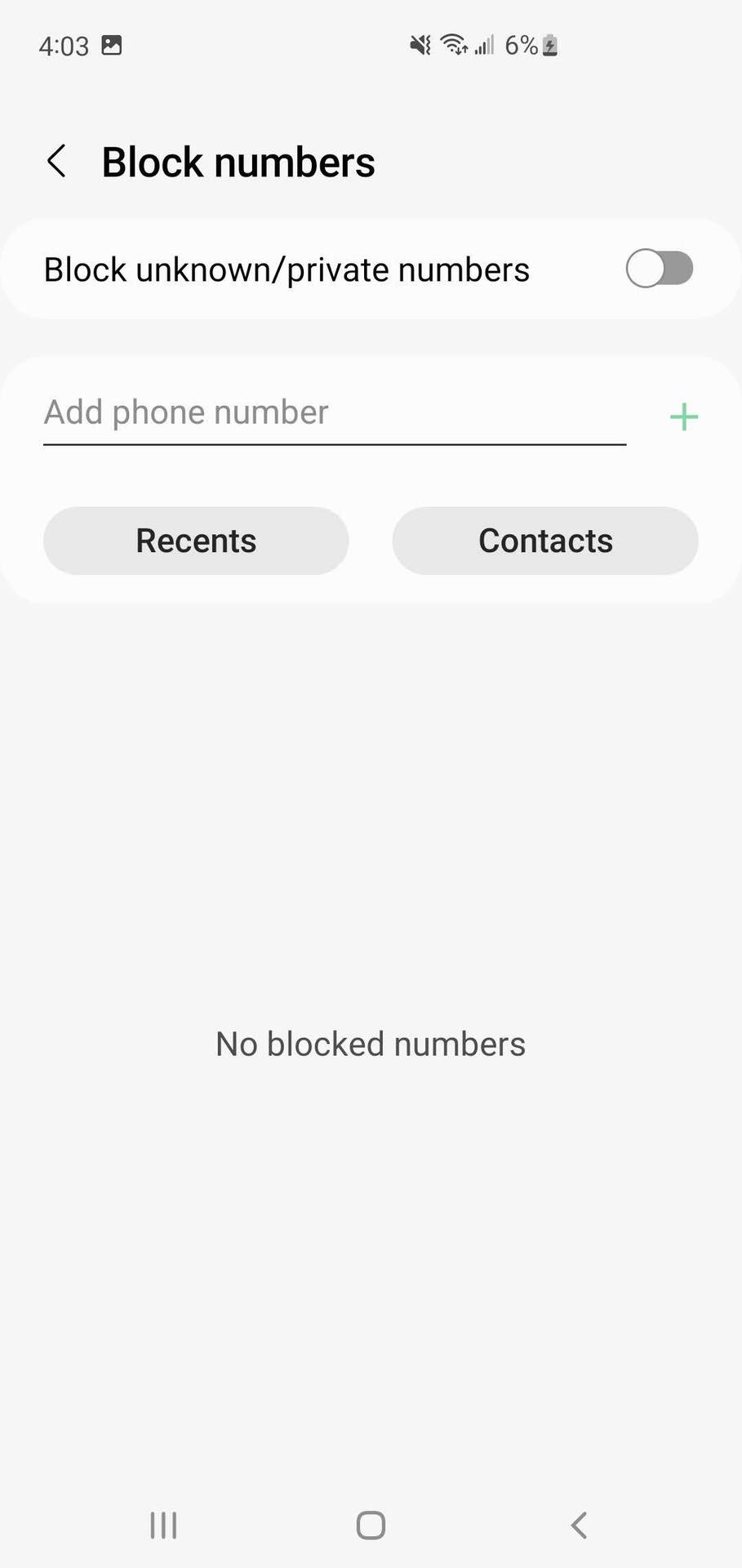 Block Samsung contacts on Phone 3
