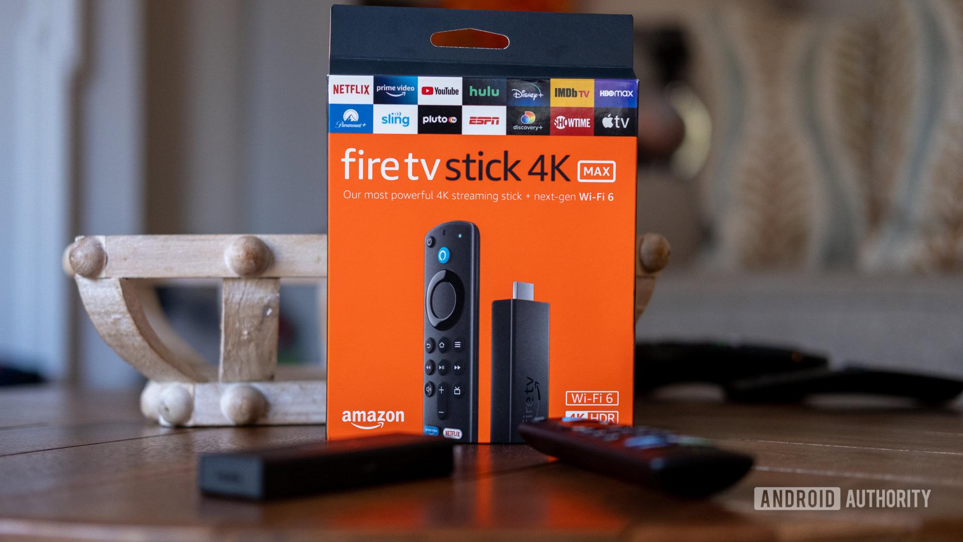 The Fire TV Stick 4K Max box on a table