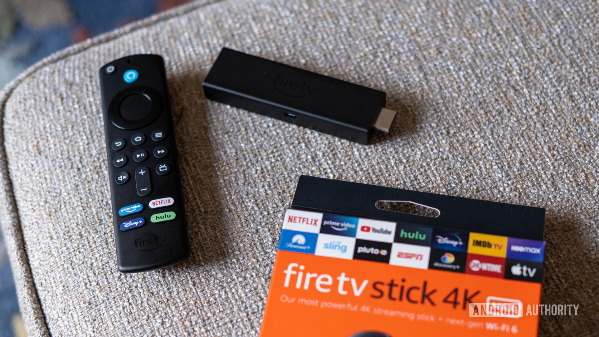 Fire TV Stick 4K Max remote and stick showing port