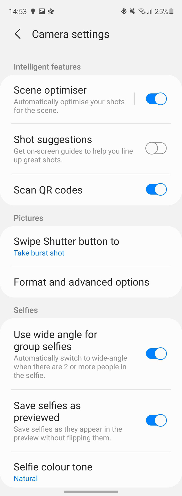 Galaxy Z Fold 3 camera app settings