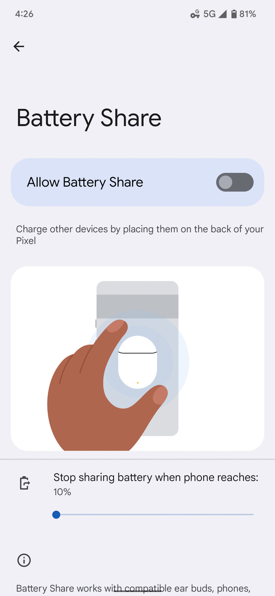 Google Pixel 6 Pro Battery share