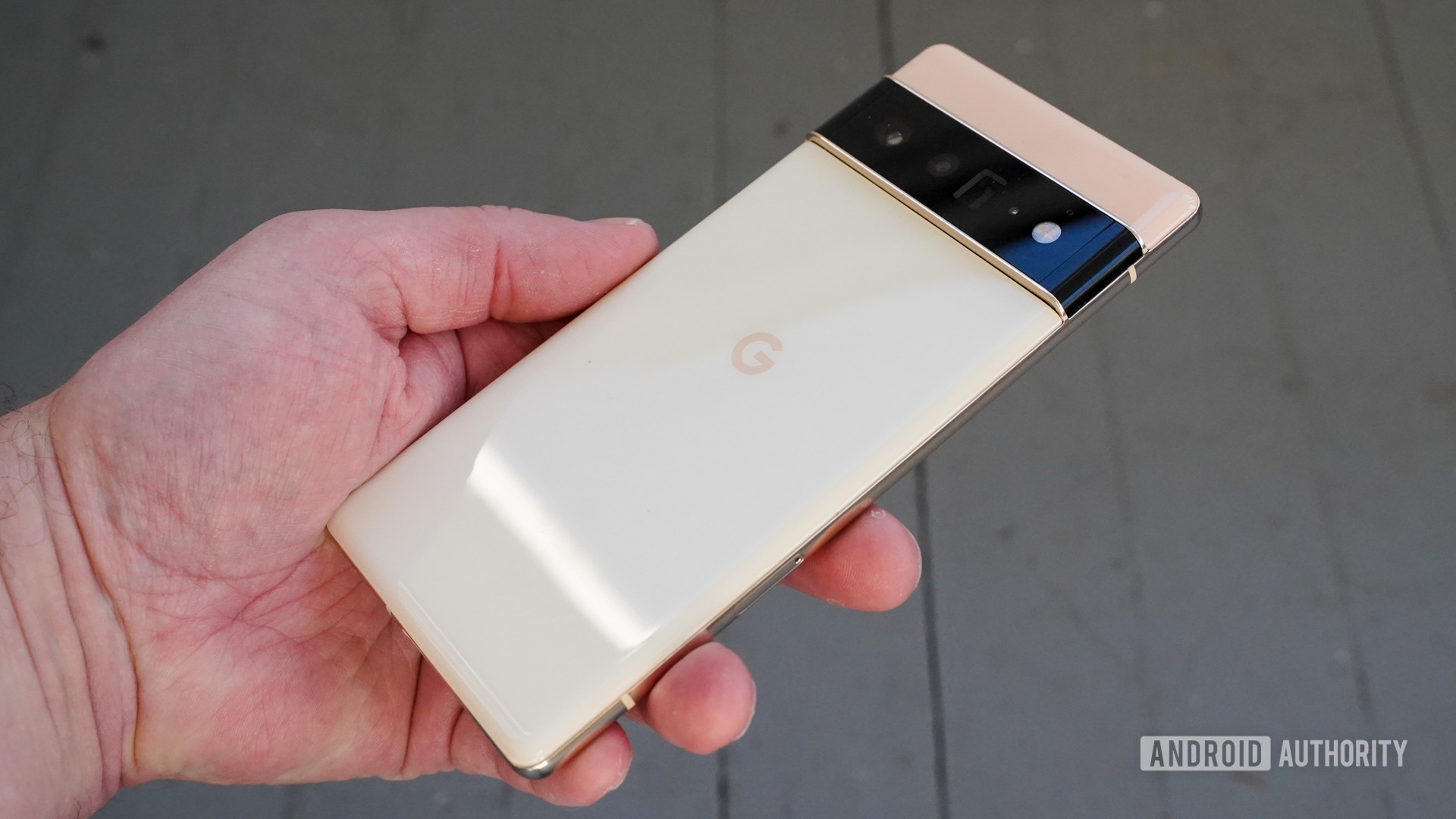 Google Pixel 6 Pro right angled view in the hand