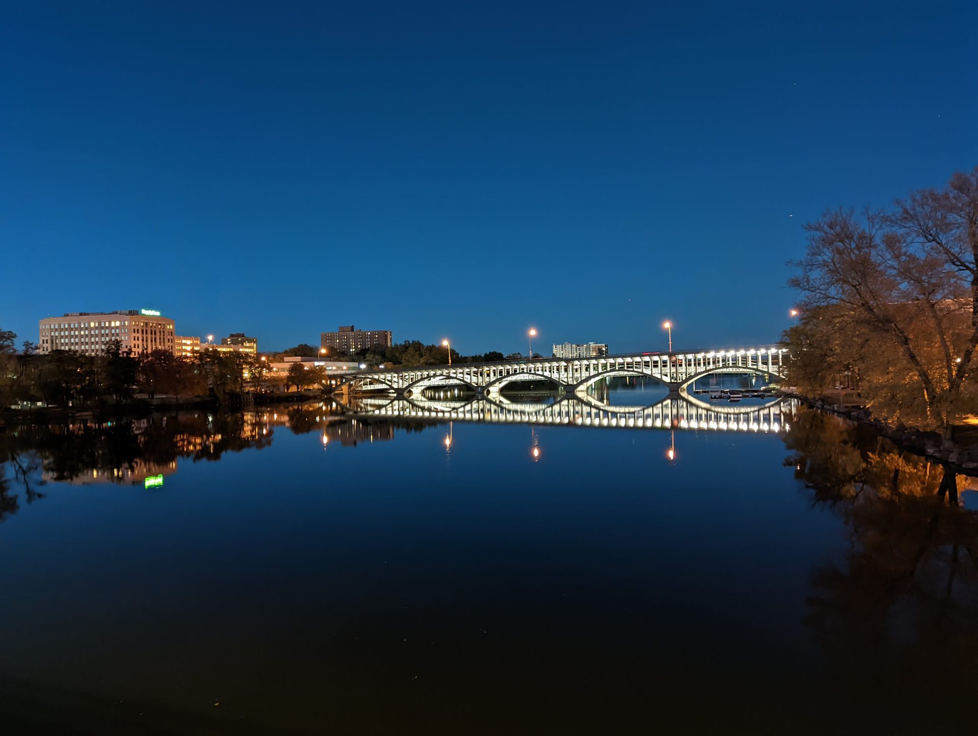 A bridge photo at night taken with the Google Pixel 6