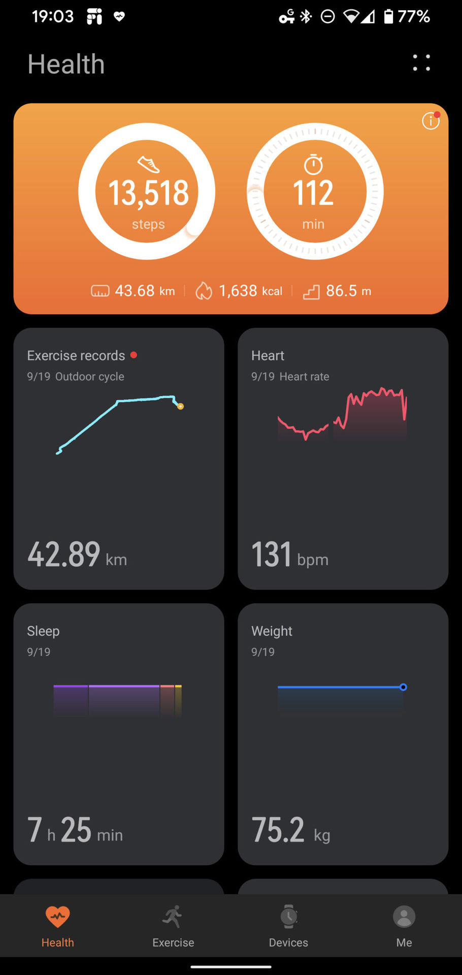 Huawei Health dashboard paired to Watch 3