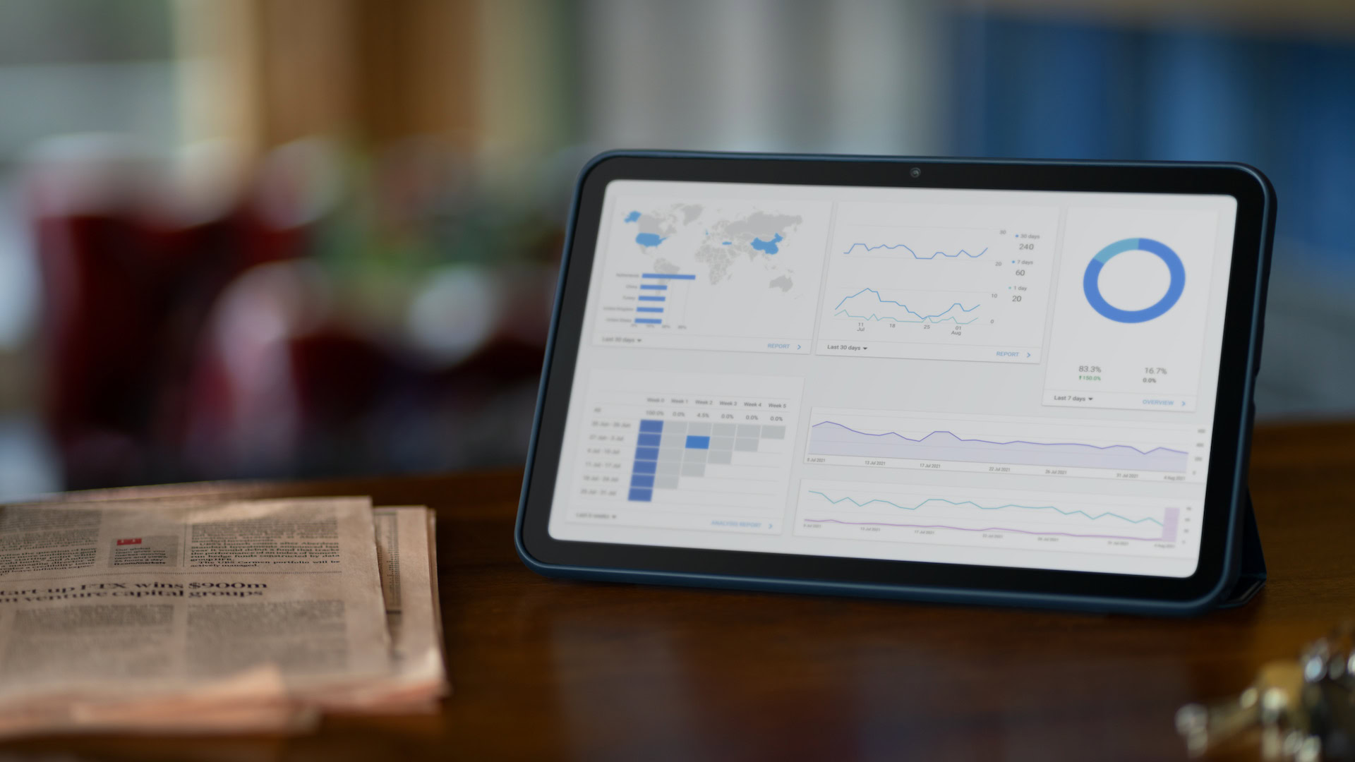 Nokia T20 tablet with graphs