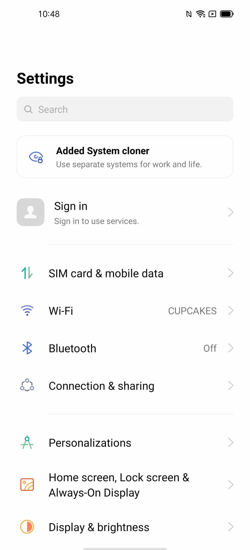 Oppo Color OS 11 Screenshot 4 showing Settings