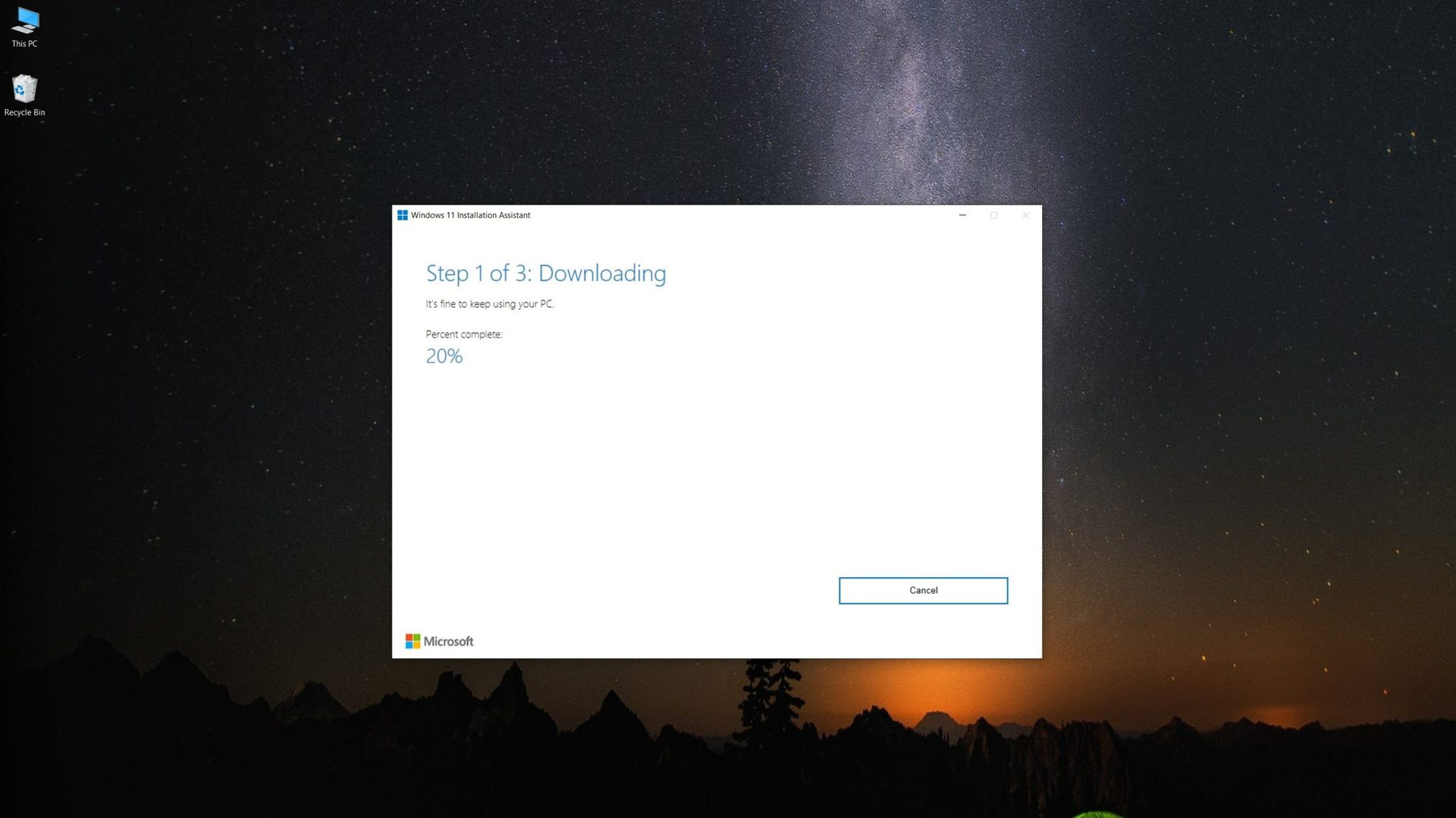 Windows 11 installation assistant downloading