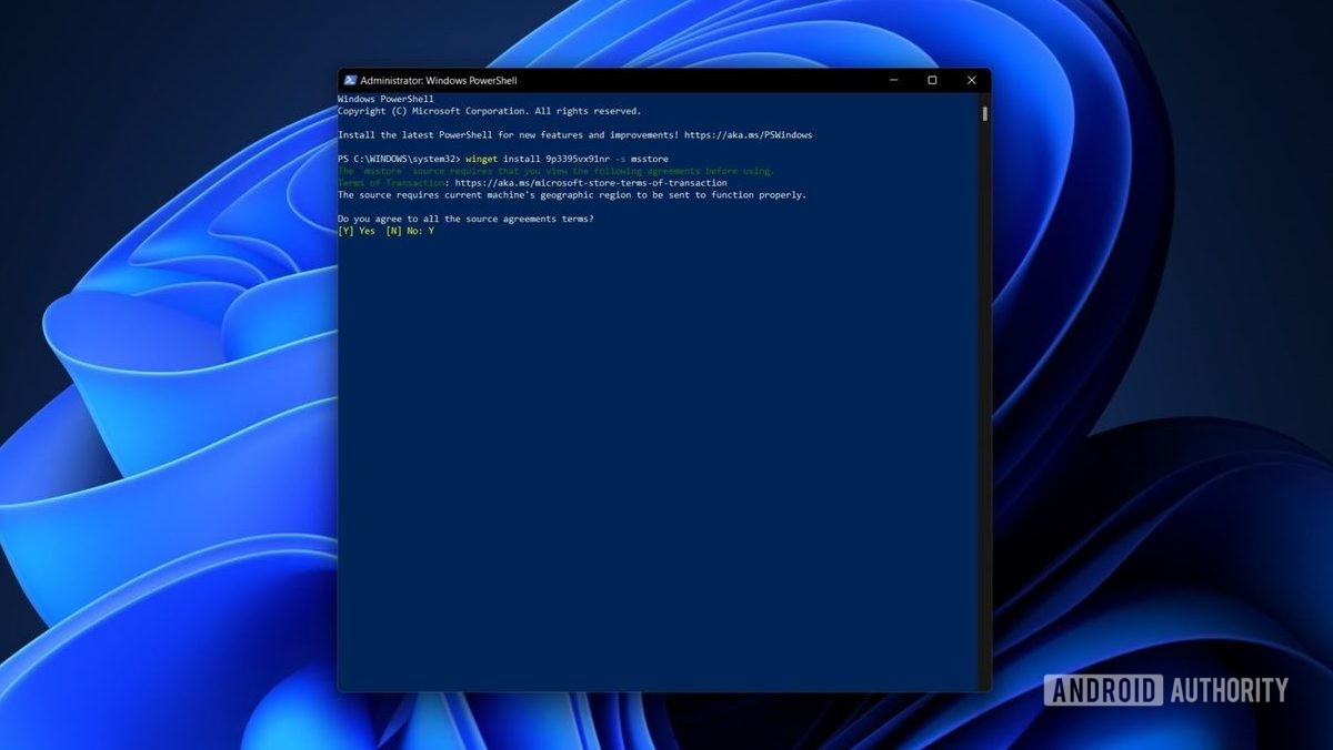 Windows 11 powershell Windows Android Subsystem agreement