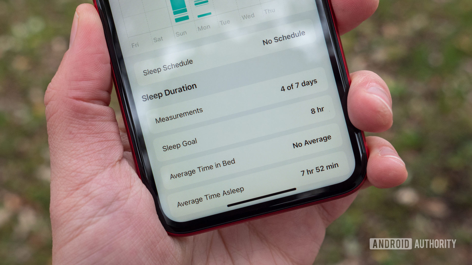 The iPhone 11 Apple Health app showing sleep tracking data