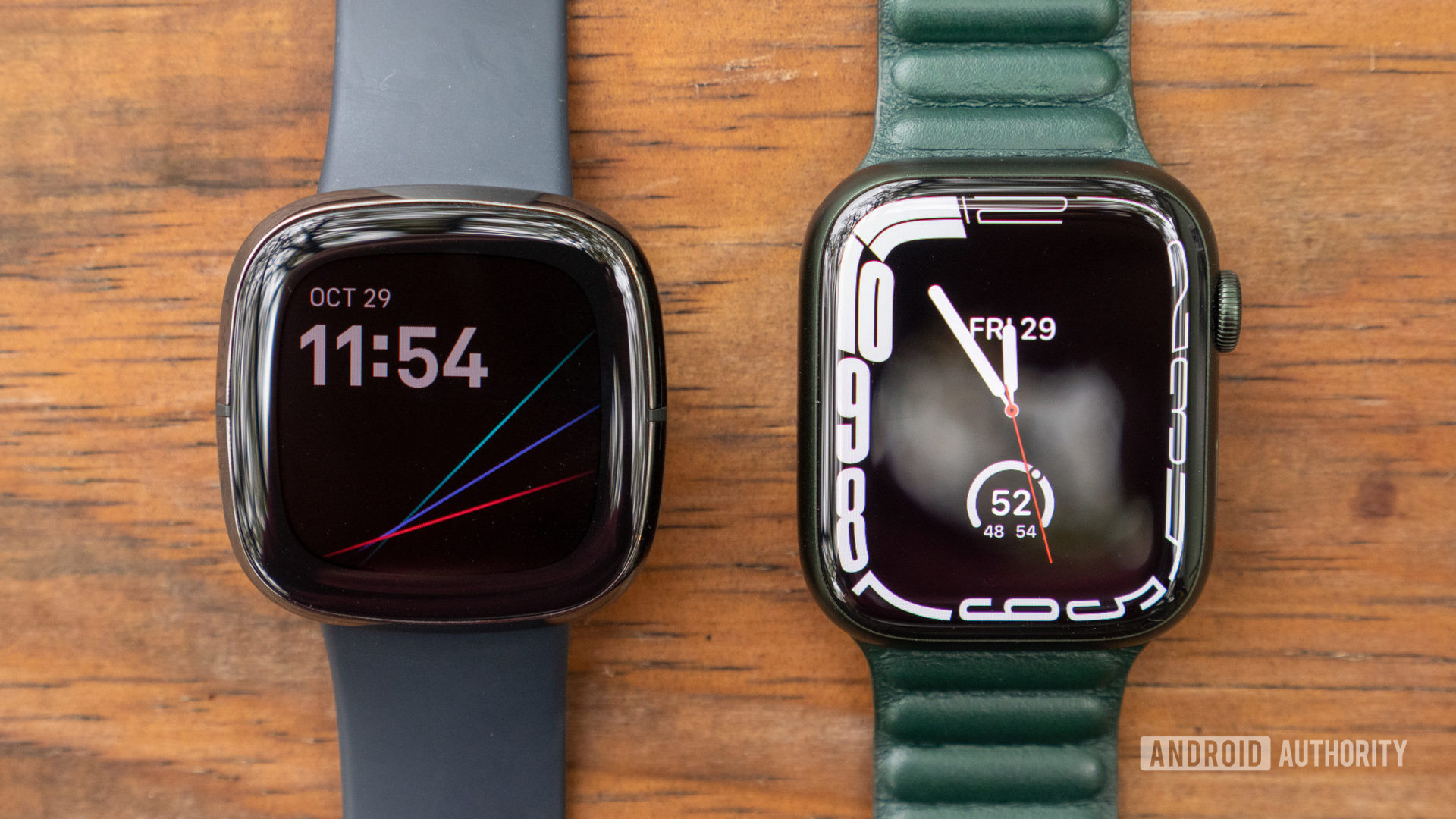 An image of the Apple Watch Series 7 vs the Fitbit Sense