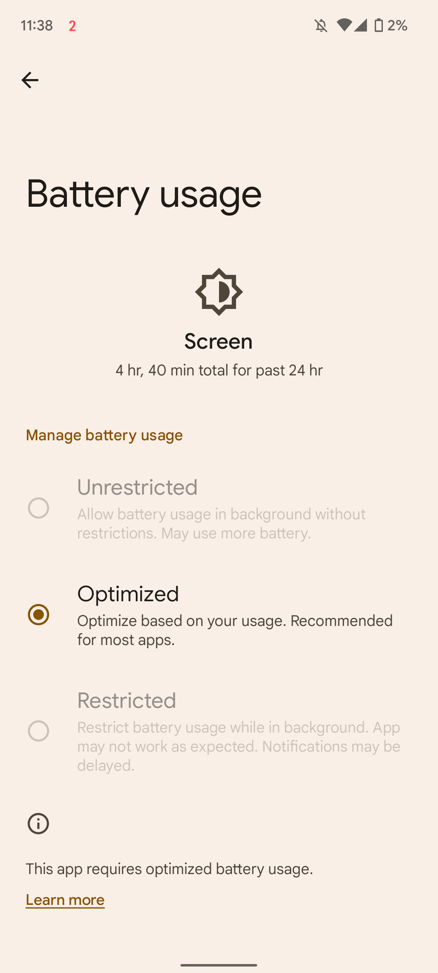 A screenshot of screen-on time battery usage with the Google Pixel 6