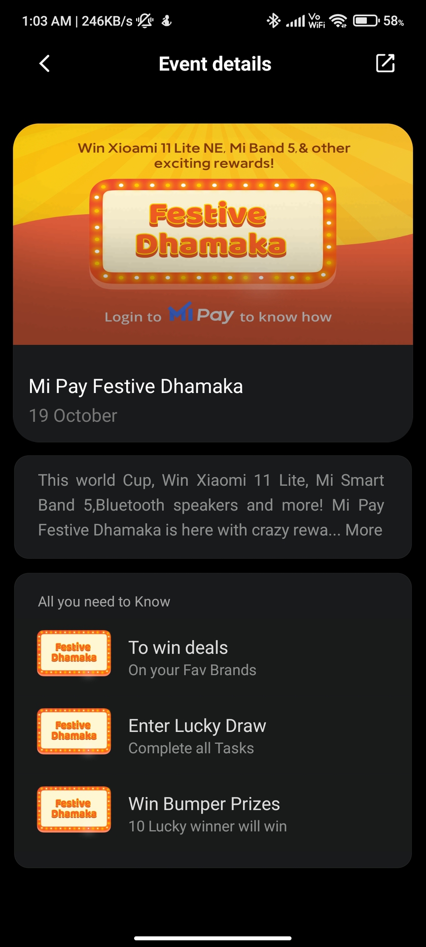 Mi 11x calendar ad showing details of Mi Pay promotion