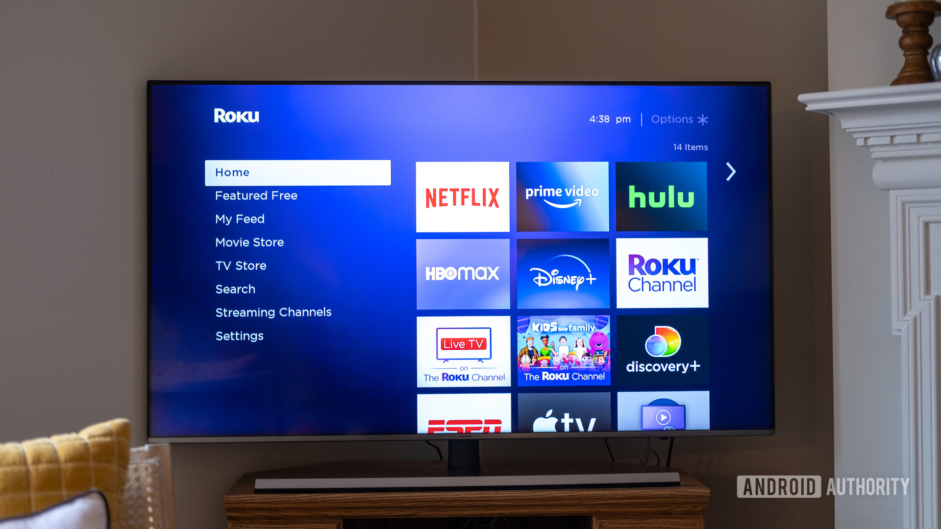 Roku home interface showing different streaming apps