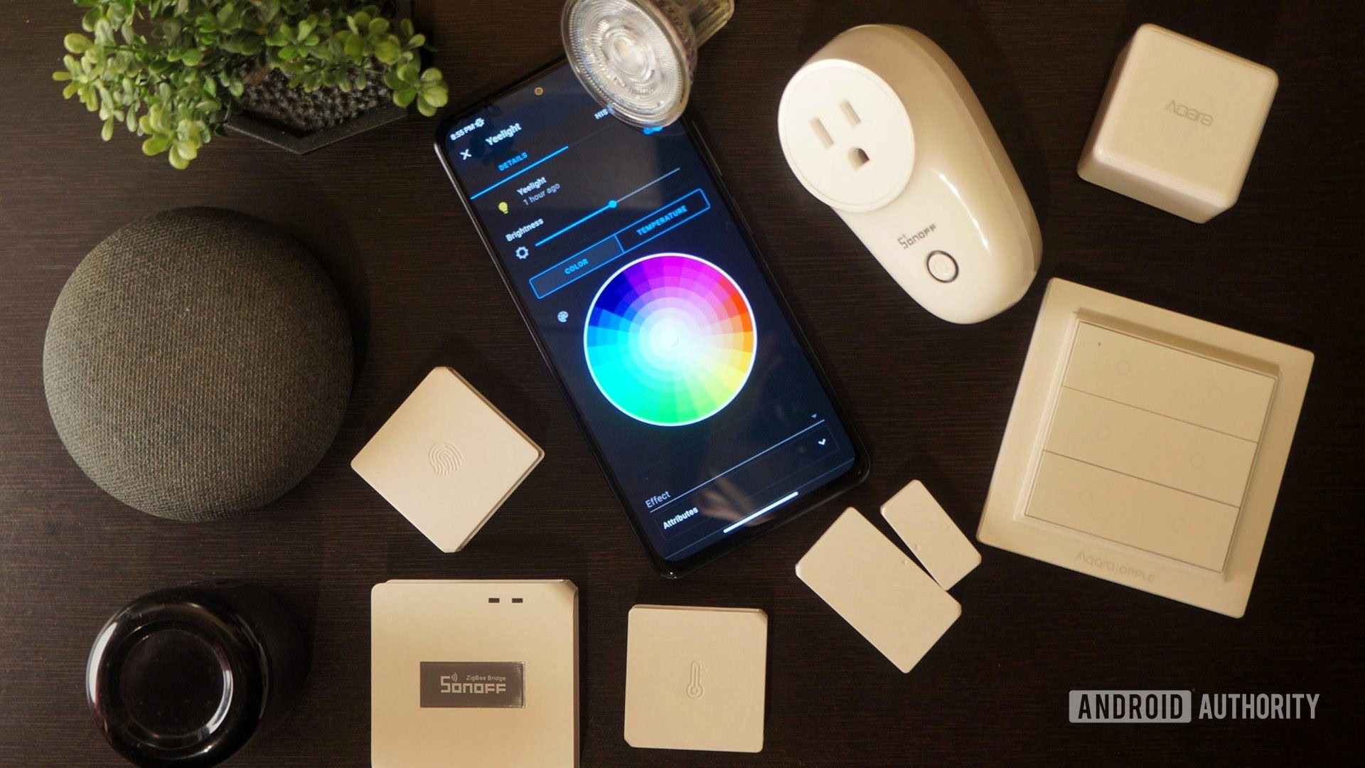 Various smart home products on the table