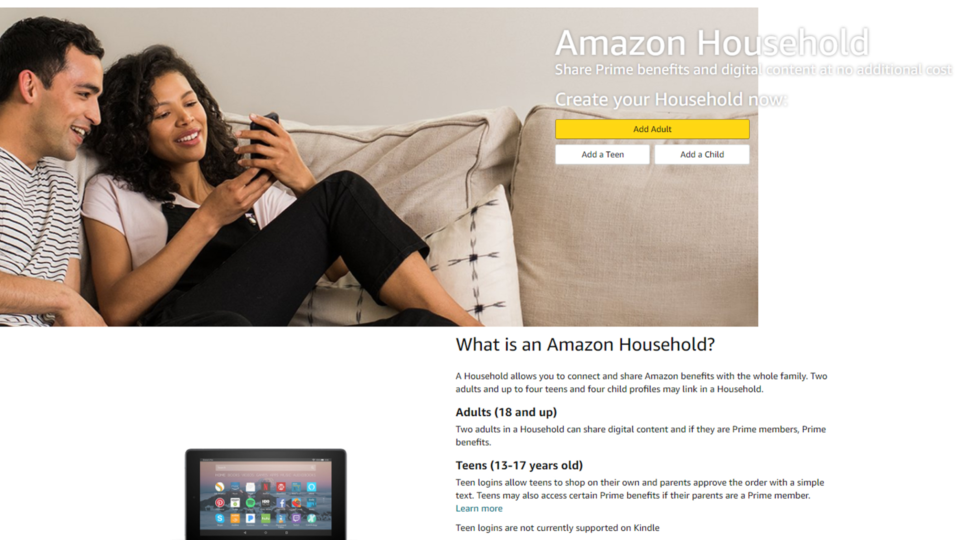 The Amazon Households website.