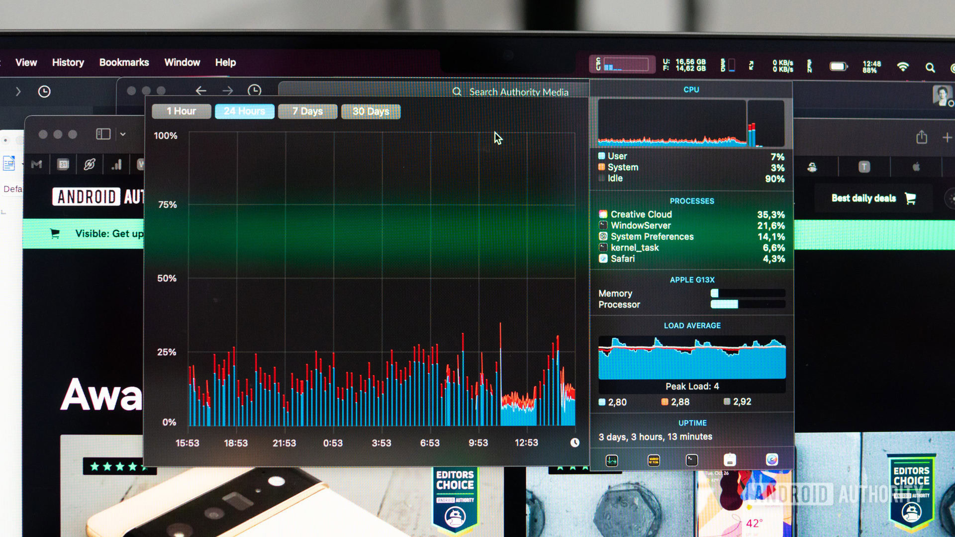 Apple MacBook Pro 2021 review iStats Menu CPU usage