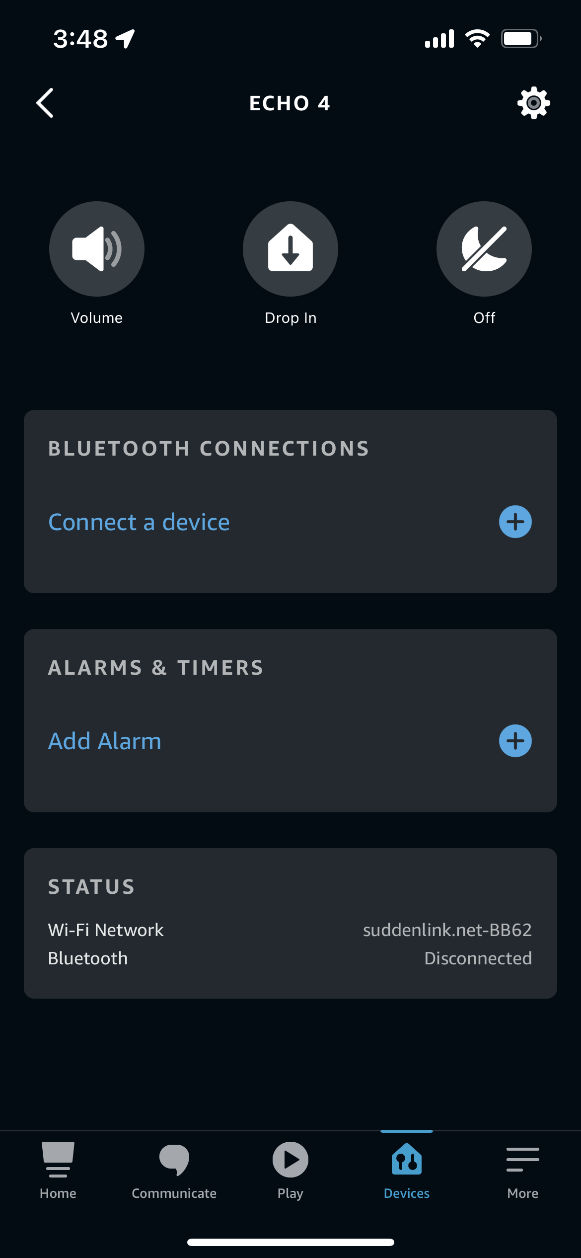 Echo 4 device settings in the Alexa app