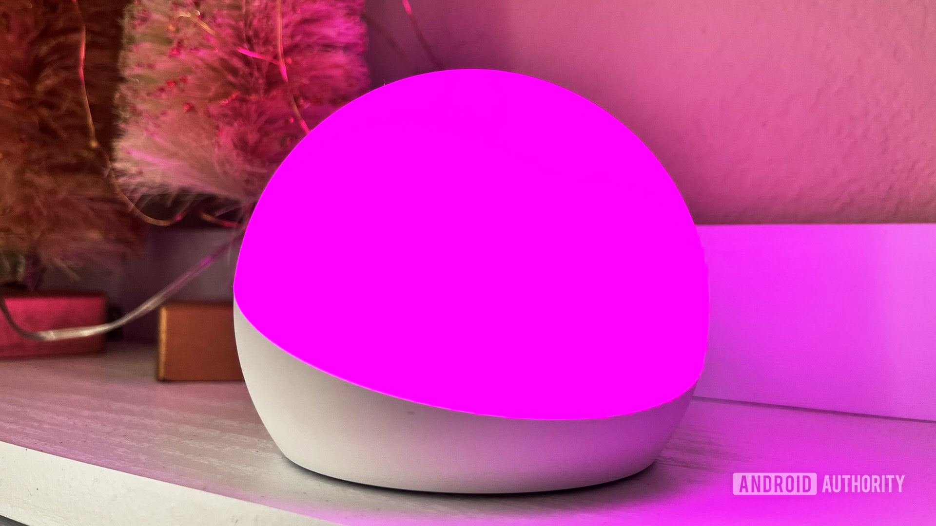 Amazon's Echo Glow smart lamp in close-up.