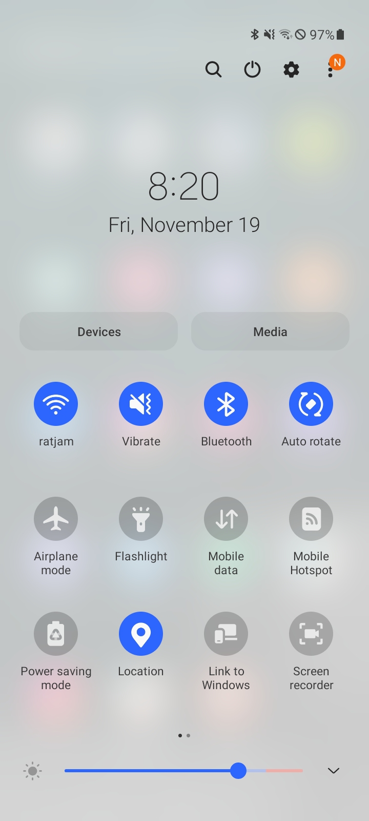Galaxy A32 OneUI notification shade