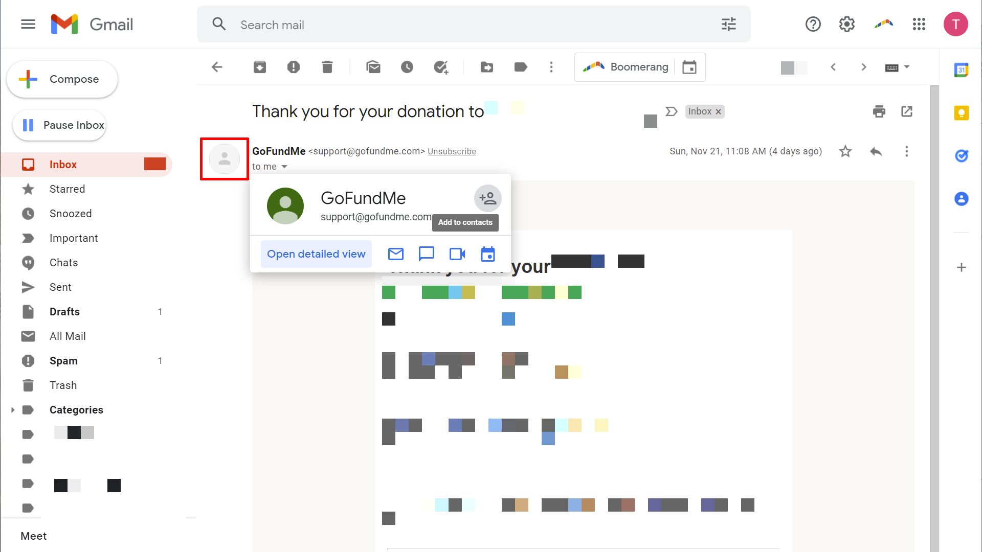 Agregar un nuevo contacto desde la interfaz de correo web de Gmail.