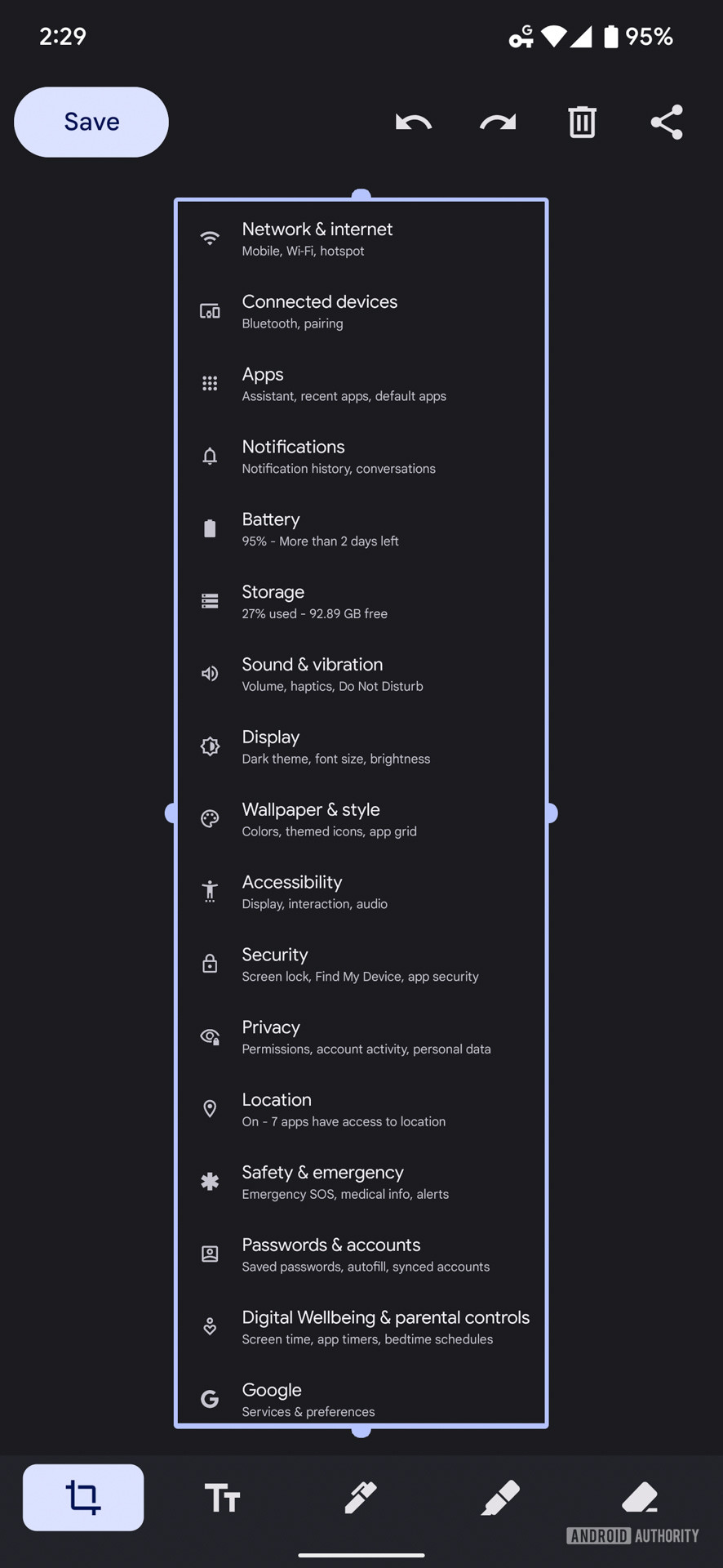 Google Android 12 scrolling screenshot 3