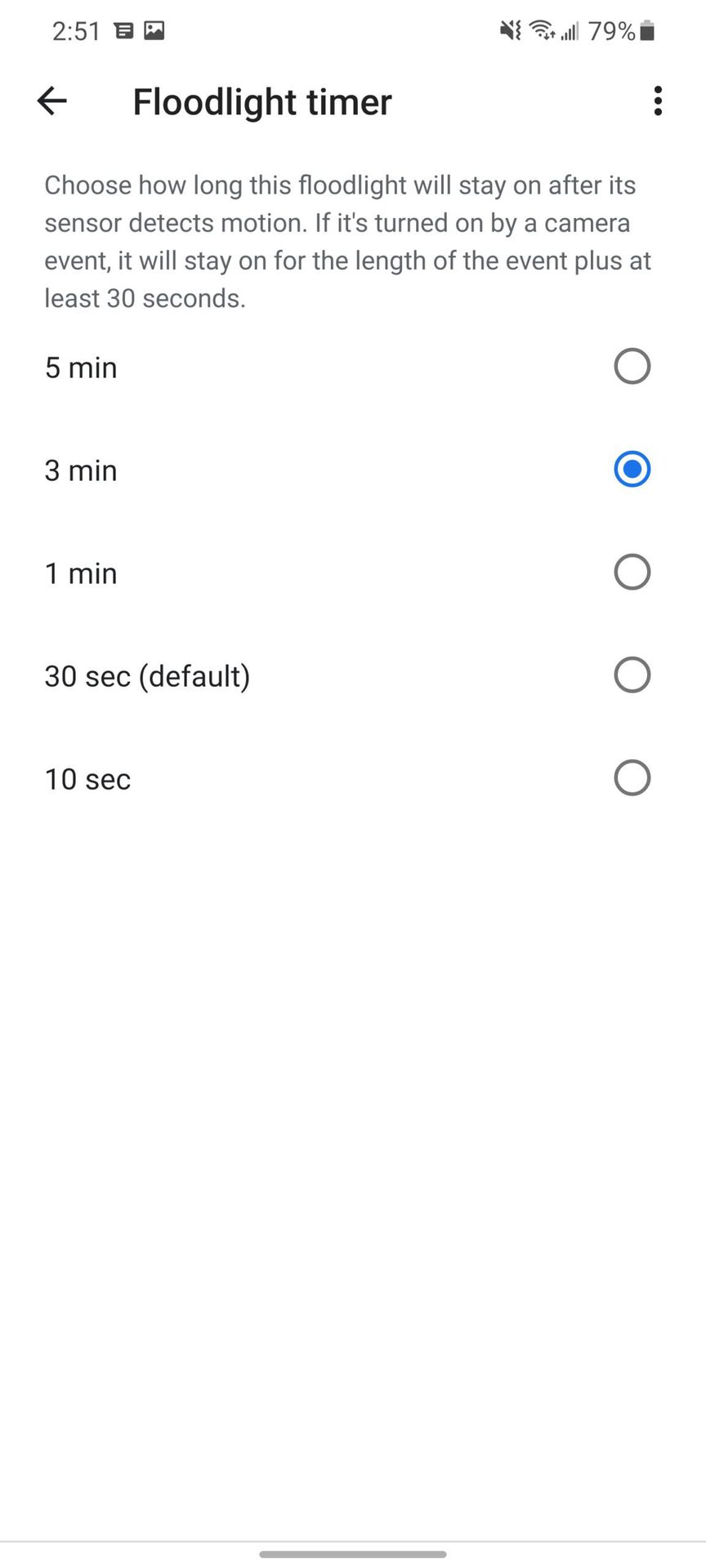 Google Nest Cam with Floodlight Screenshots Floodlight Timer