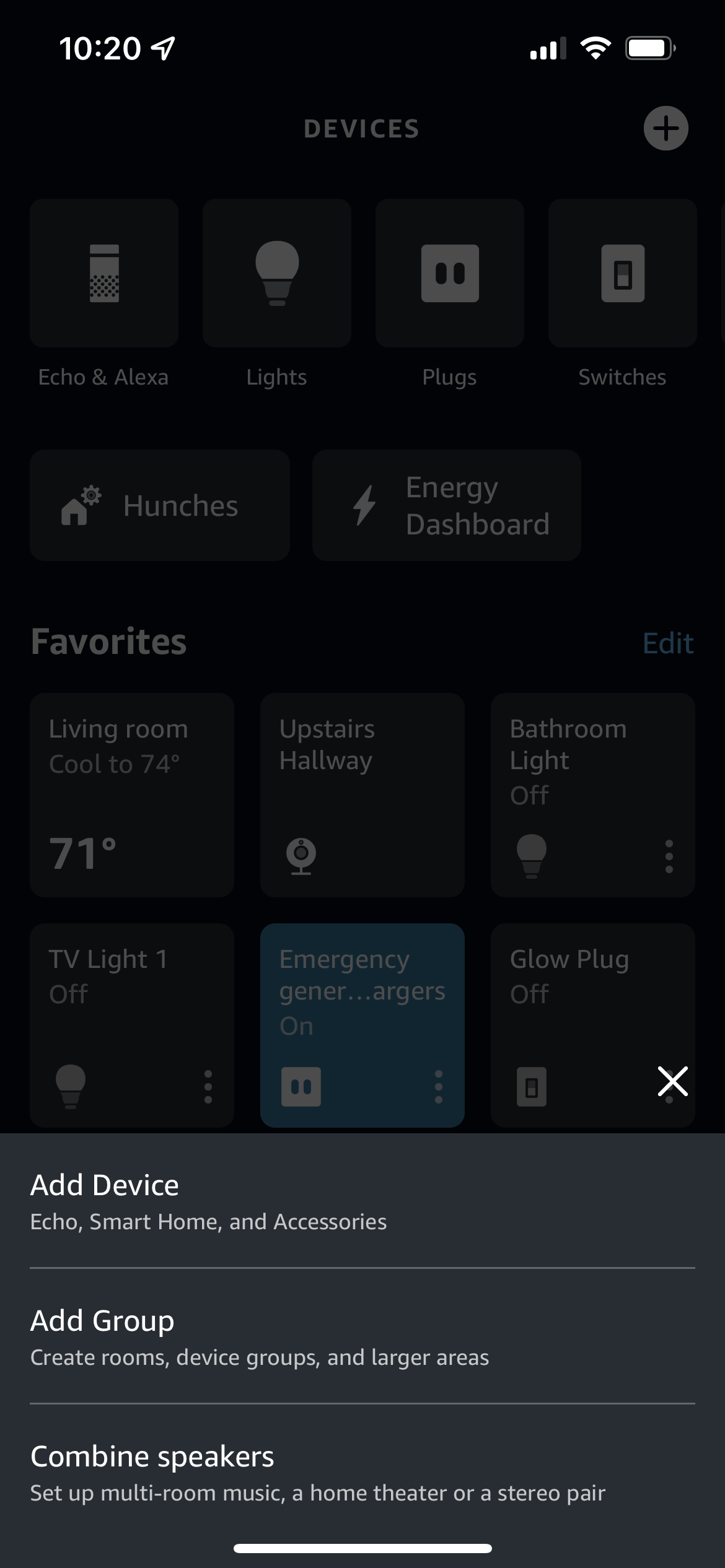 The Add Devices option in the Amazon Alexa app