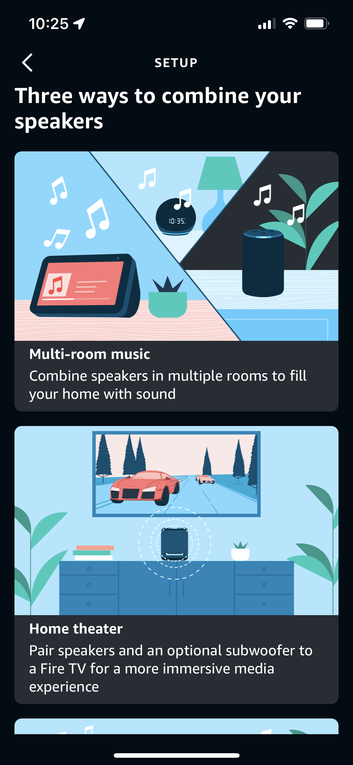 Combining speakers in the Amazon Alexa app
