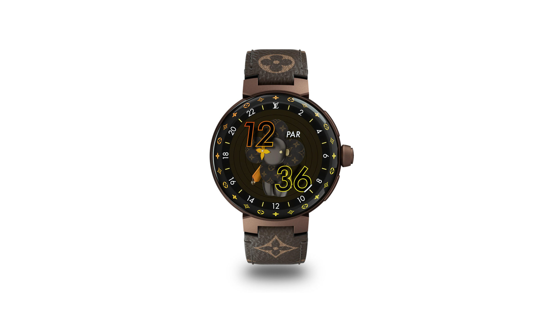 The Louis Vuitton Tambour Horizon Light Up depicts the LED functionality on this luxury smartwatch.